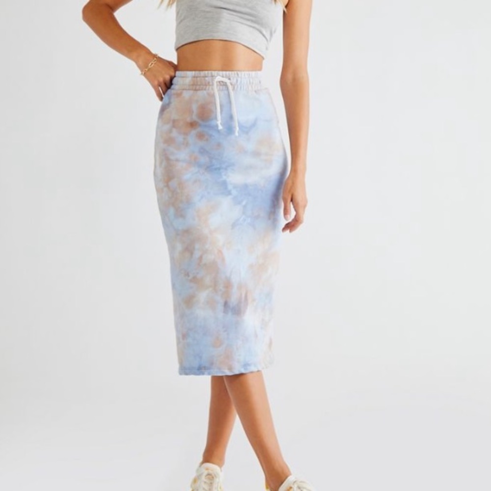 NWT Free People Riverside Tie Dye Midi Skirt S